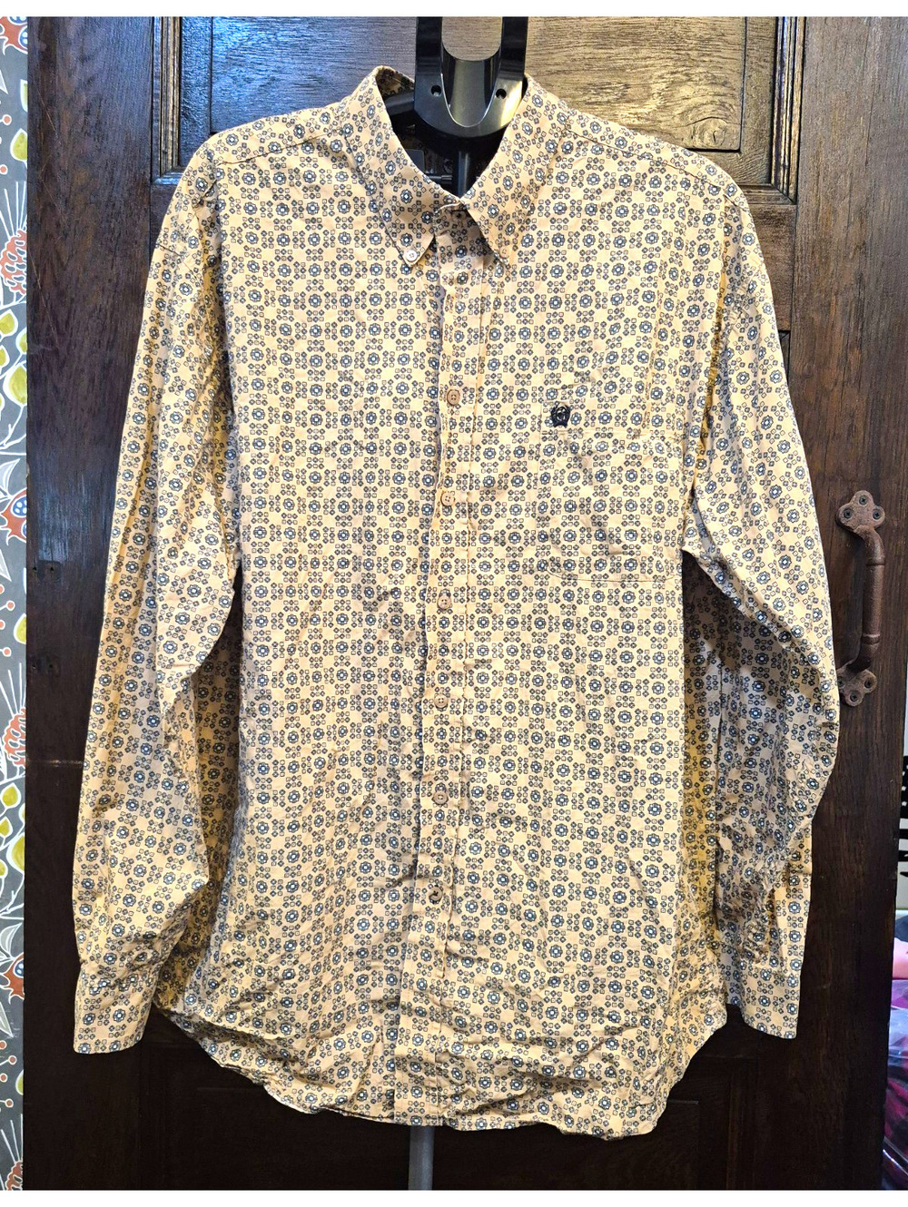 Cinch Relaxed Fit 2XL Long Sleeve Button-Down Geometric
